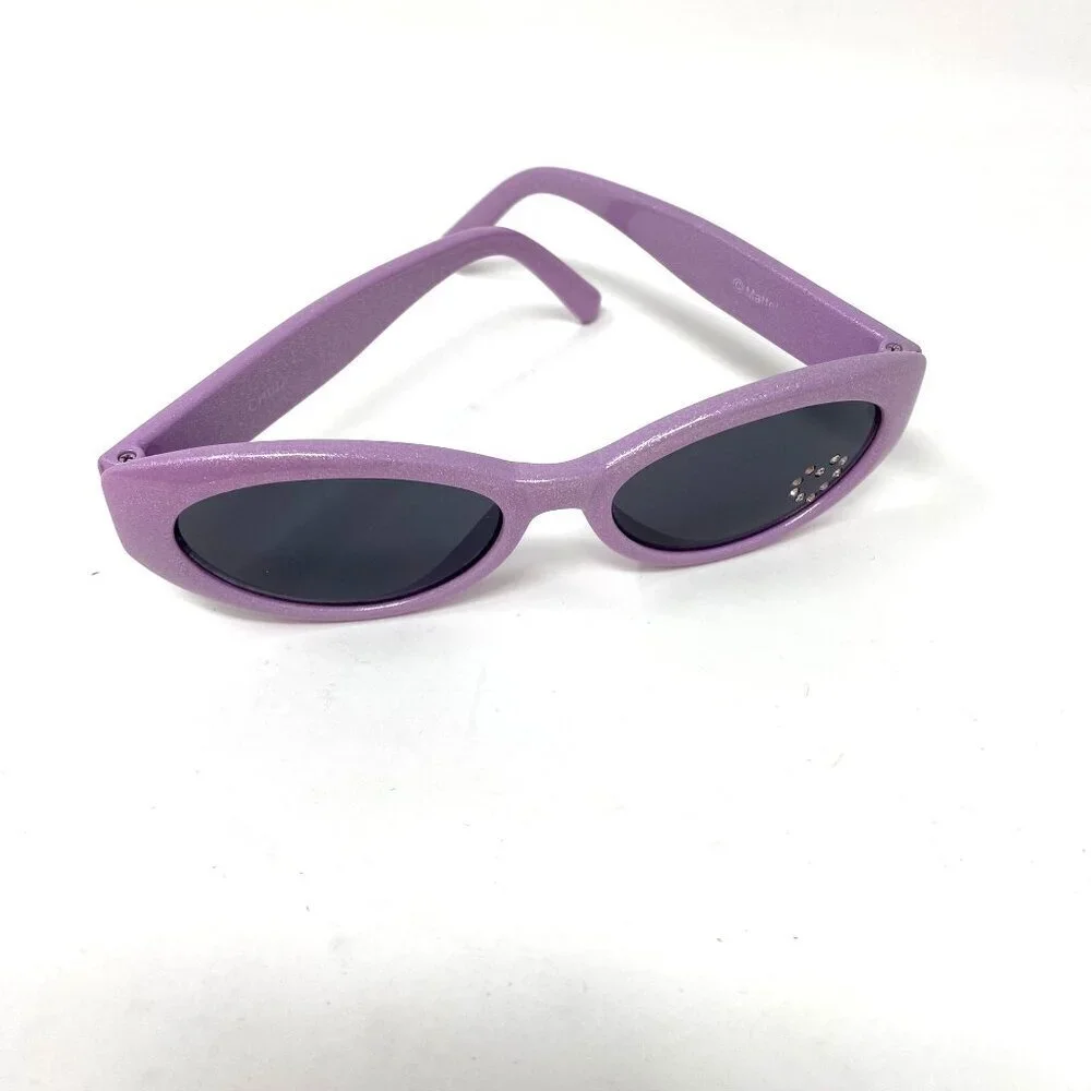 Mattel Barbie Child's Purple Sunglasses Crystal Heart Dark Lenses. J3